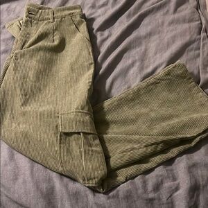 Womens Olive low rise baggy fit Corduroy Pants